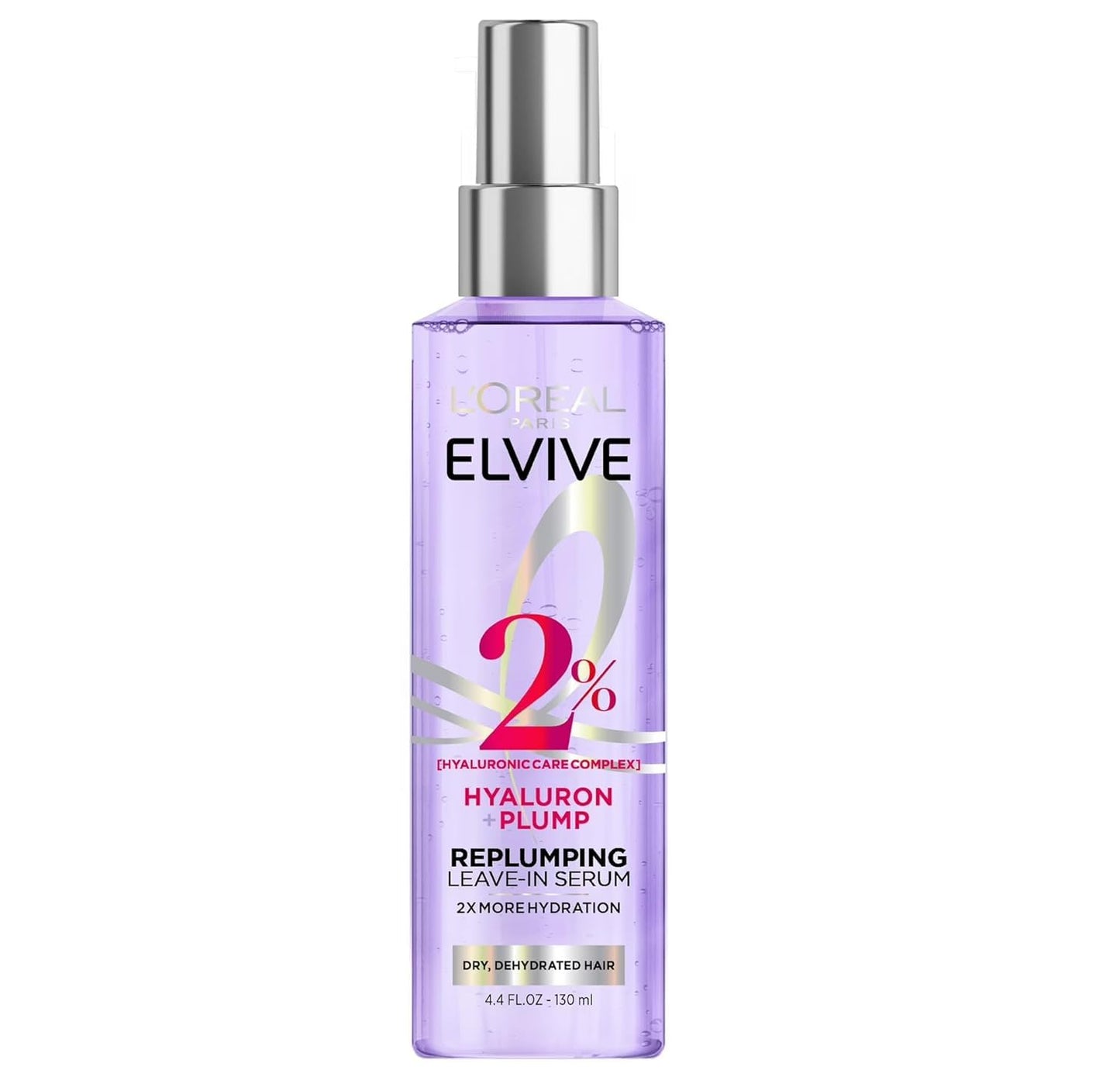 L'Oreal Paris Elvive Hyaluron Plump Moisture Plump Hair Serum for Dehydrated, Dry Hair with Hyaluronic Acid Care Complex, Paraben-Free, 4.4 Fl Oz (3