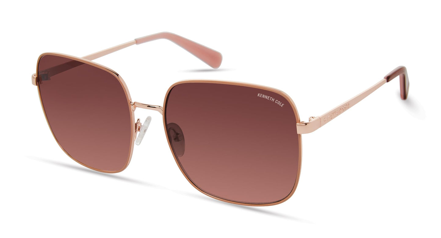 Kenneth Cole New York Women's KC6028T Square Sunglasses, Shiny Rose Gold/Gradient Bordeaux, 60/17/140