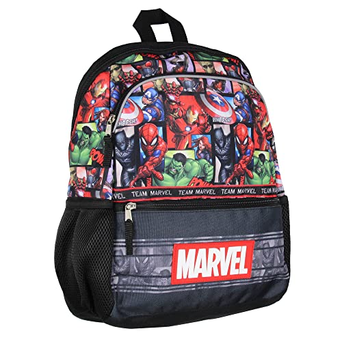 Marvel Avengers Spider-Man Iron Man Captain America Hulk 16" Book Bag School Travel Backpack With Water Bottle Pockets and Adjustable Back Straps