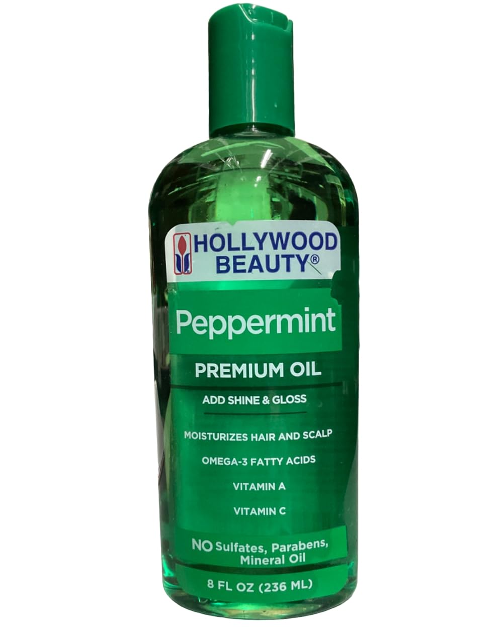 Hollywood Beauty Peppermint Hair Oil, 8oz Bottle, Conditions both hair and skin, Natural Treatment that Dries Itchy Scalps & Moisturizes Hair & Skin