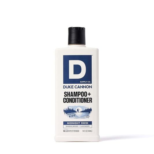 Duke Cannon Supply Co. Midnight Swim 2-in-1 Shampoo and Conditioner for Men - 14 fl oz - Sandalwood + Lavender Scent - Made with Tea Tree Oil Beauty & Personal Care Duke Cannon Supply Co.