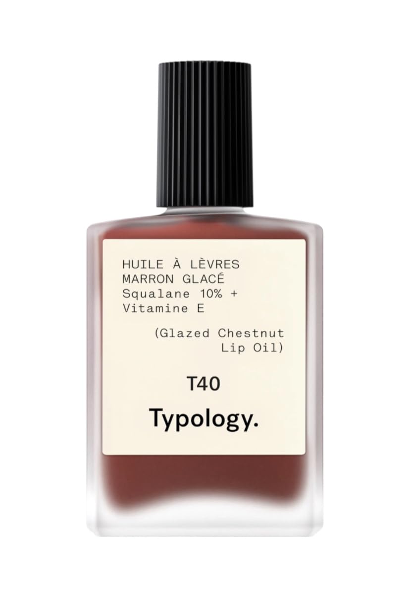 Typology T40 Glazed Chestnut Lip Oil, Moisturizing with 10% Squalane and Vitamin E