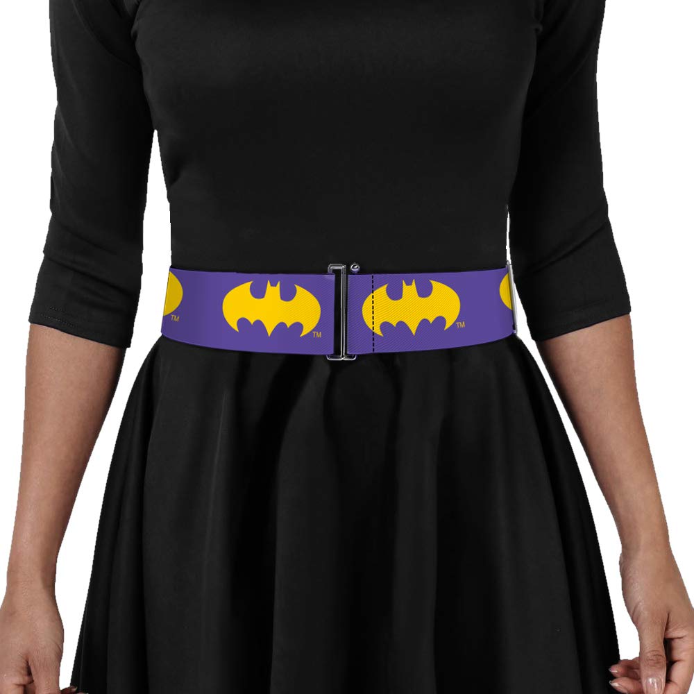 Buckle-Down Women's Cinch Belt Batman Signal Purple Yellow 23 to 42 Inch, Multicolor
