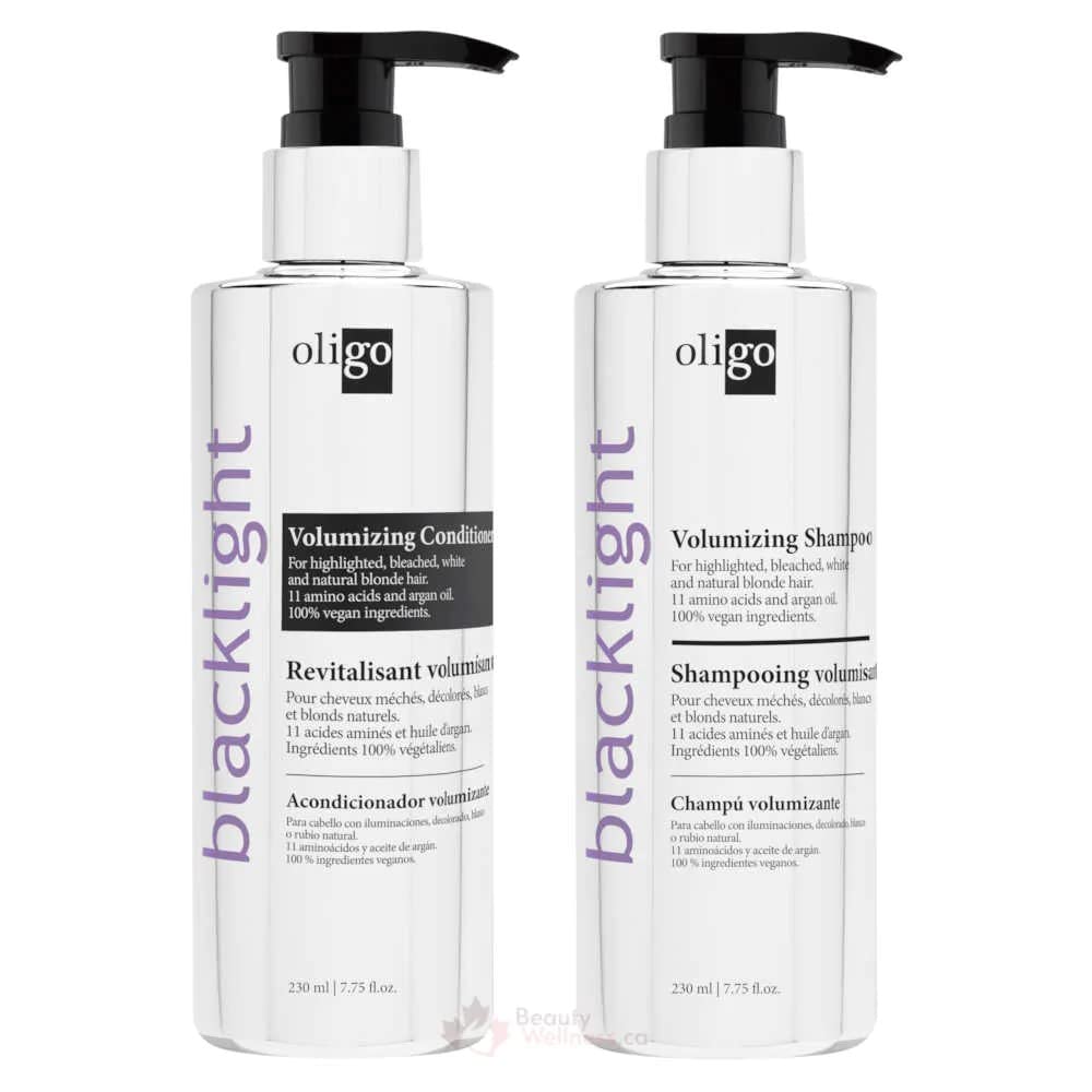 Oligo Professionnel - Blacklight Volume Shampoo and Conditioner for blondes - Sulfate free - Vegan - For color treated hair - Hydrating and volumizing