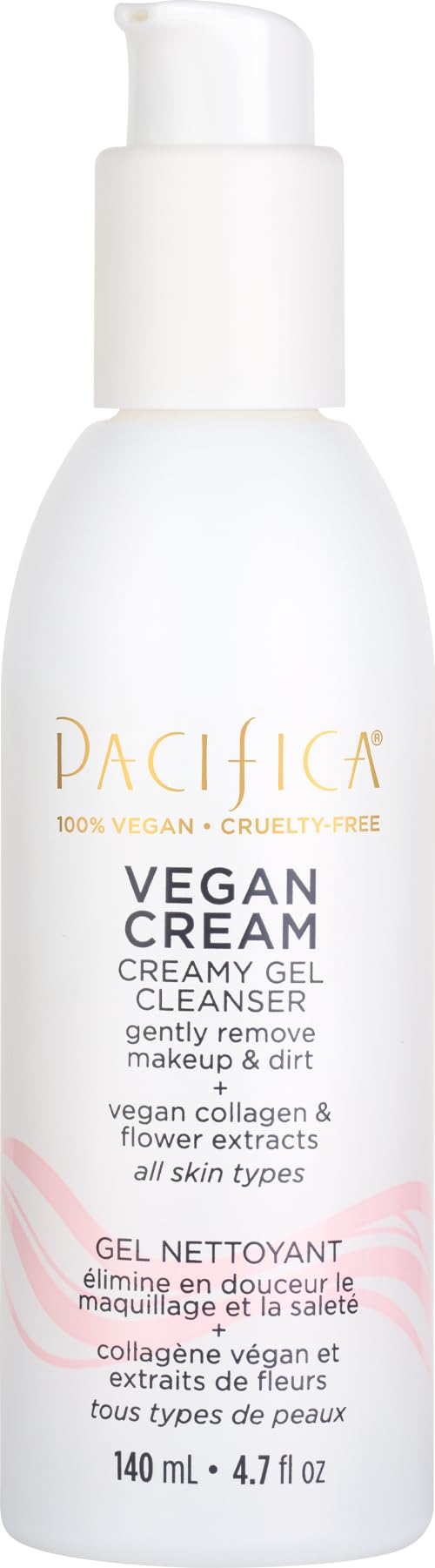 Pacifica Vegan Collagen Cream Gel Facial Cleanser - Daily Foaming Face Wash & Makeup Remover, Hydrating Anti-Aging Face Wash for Dry & Sensitive Skin