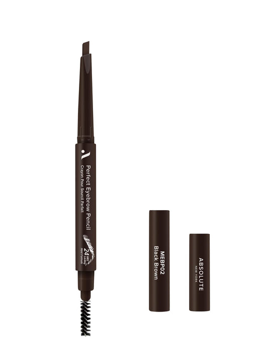Absolute New York Perfect Eyebrow Pencil Dual-Ended To Shape, Fill, and Define Eyebrows (MEBP02 Black Brown Hard)