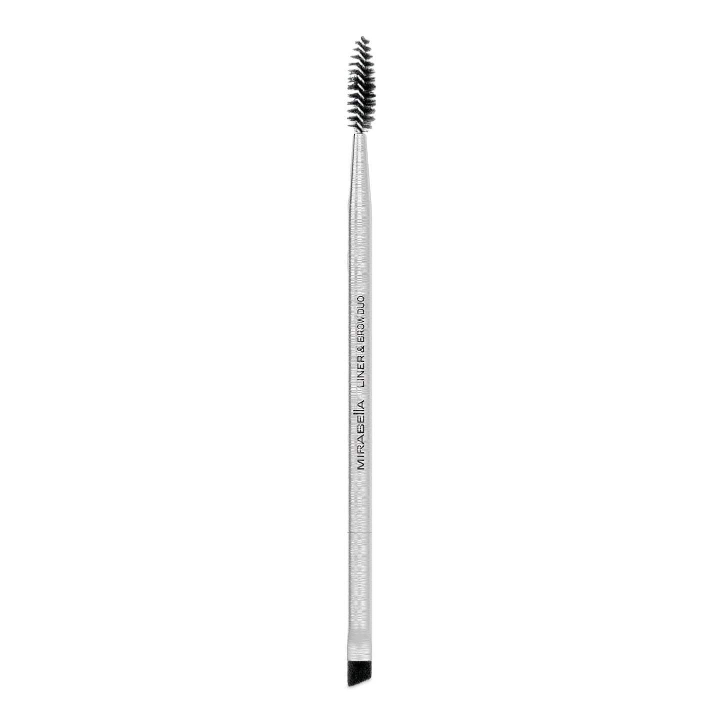 Mirabella Liner & Brow Duo Brush, Premium Professional Makeup Brush Collection, Cruelty-Free Synthetic Bristle Brush, Hand-Sculpted Brushed Aluminum