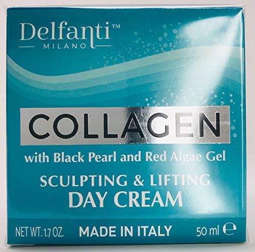 Delfanti-Milano • COLLAGEN SCULPTING AND LIFTING Day Face Cream • Face and Neck Moisturizer with BLACK PEARL and RED ALGAE GEL• Made in Italy