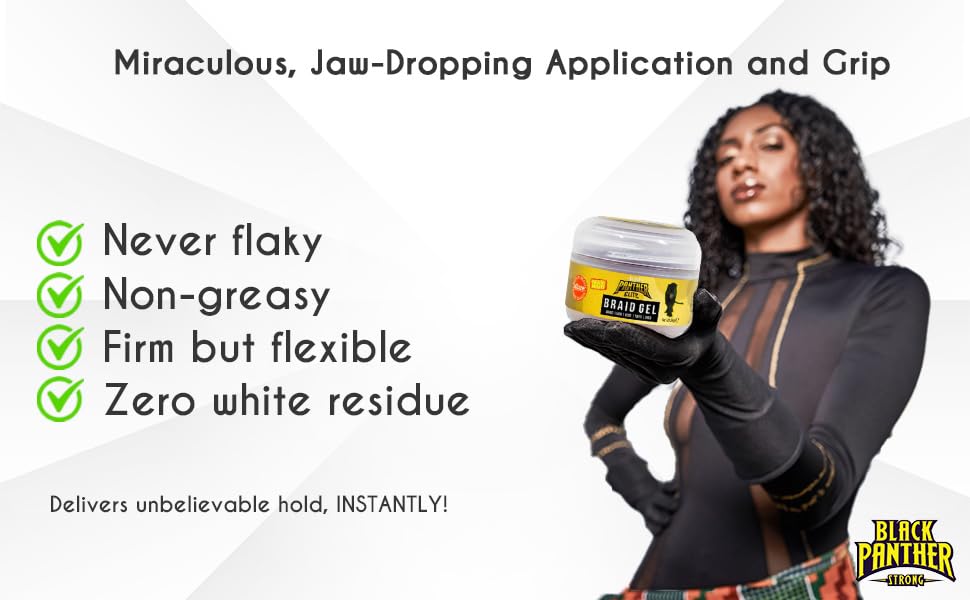 Black Panther Elite Edge & Braid Control Pomade for Curly Hair, For Braids, Locs N Twists, Volumizing And Styling Hair Gel for Women, Strong Hold, All