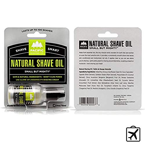 Pacific Shaving Company Natural Shaving Oil - Eliminates Cuts, Nicks, Razor Burn, Soothes & Moisturizes Skin, Reduces Irritation, with Natural…