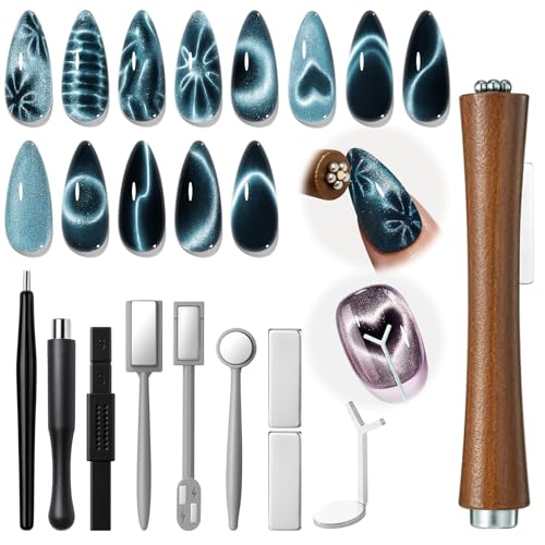 modelones Cat Eye Magnet Set, Heart French Cateye Gel Polish Nail Tools Kit Dual-Head 3 IN One Magnets Pen Round Square Flower Glassy Moon Multi Beauty and Personal Care modelones Default Title
