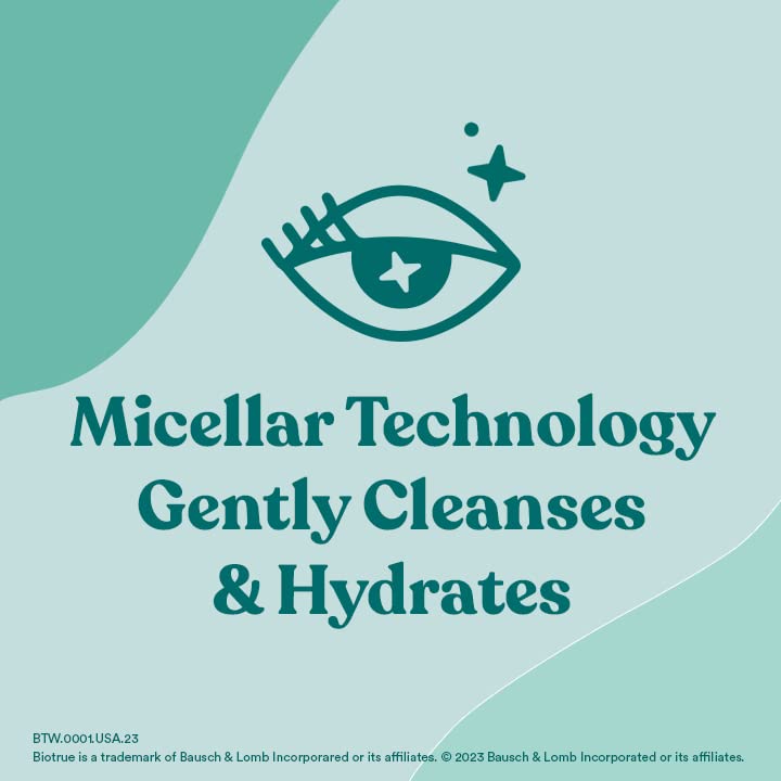Biotrue Micellar Eyelid Cleansing Wipes, Fragrance-Free Eyelid Care for Dry, Irritated Eyes, Gently Cleanses, Hydrates & Soothes Eyelids, Moisturizing
