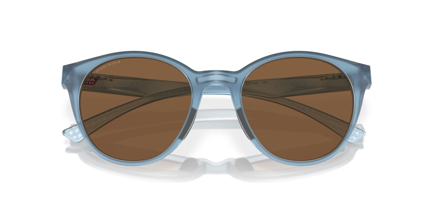 Oakley Women's OO9474 Spindrift Round Sunglasses, Matte Transparent Stonewash/Prizm Bronze, 52 mm