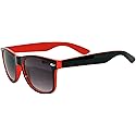 OWL Black - Red Two Tone Vintage Sunglasses Smoke Lens UV Protection