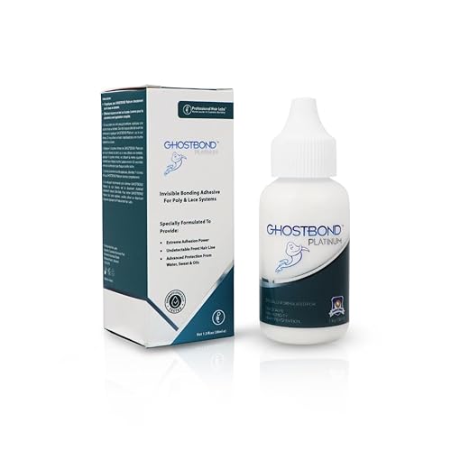 GHOSTBOND Platinum Water Resistant Wig Glue for Extreme Heat - 1.3oz - Hair Replacement Adhesive for Poly and Lace Wigs. Invisible Bonding Hair