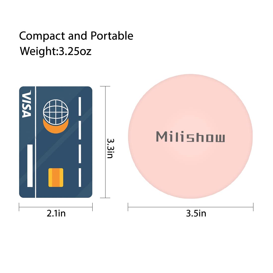 Milishow Compact Mirror with LED Light,1x/10x Magnifying Rechargeable Mirror,3.5in, Dimmable Travel Mirror for Purse,Pocket,Handheld 2-Sided Makeup