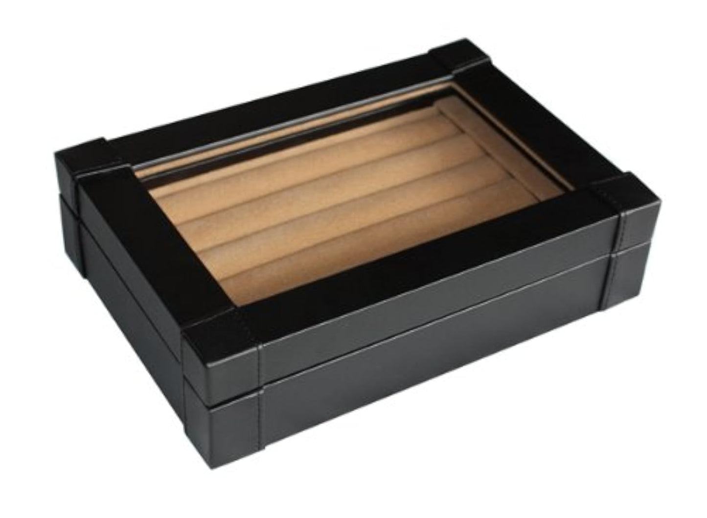 TimelyBuys Black Leatherette Cufflink Case & Ring Storage Organizer Jewelry Box for Cufflinks Father's Day Gift