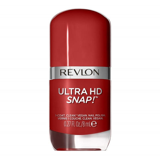 REVLON Ultra HD Snap Nail Color, Natural Rich Glossy Polish, 100% Vegan Formula, No Base or Top Coat Needed, 014 Red and Real, 0.27 fl oz