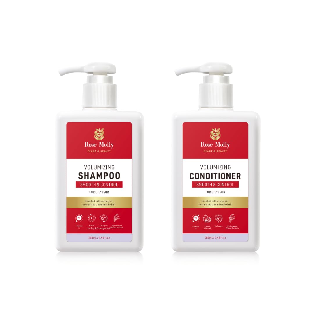 Rose Molly Volumizing Shampoo and Conditioner Set for Oily Hair, 9.46 fl oz