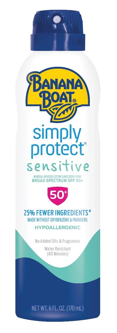 Banana Boat Spf#50+ Simply Protect Sensitive 6 Ounce Spray (Pack of 3)