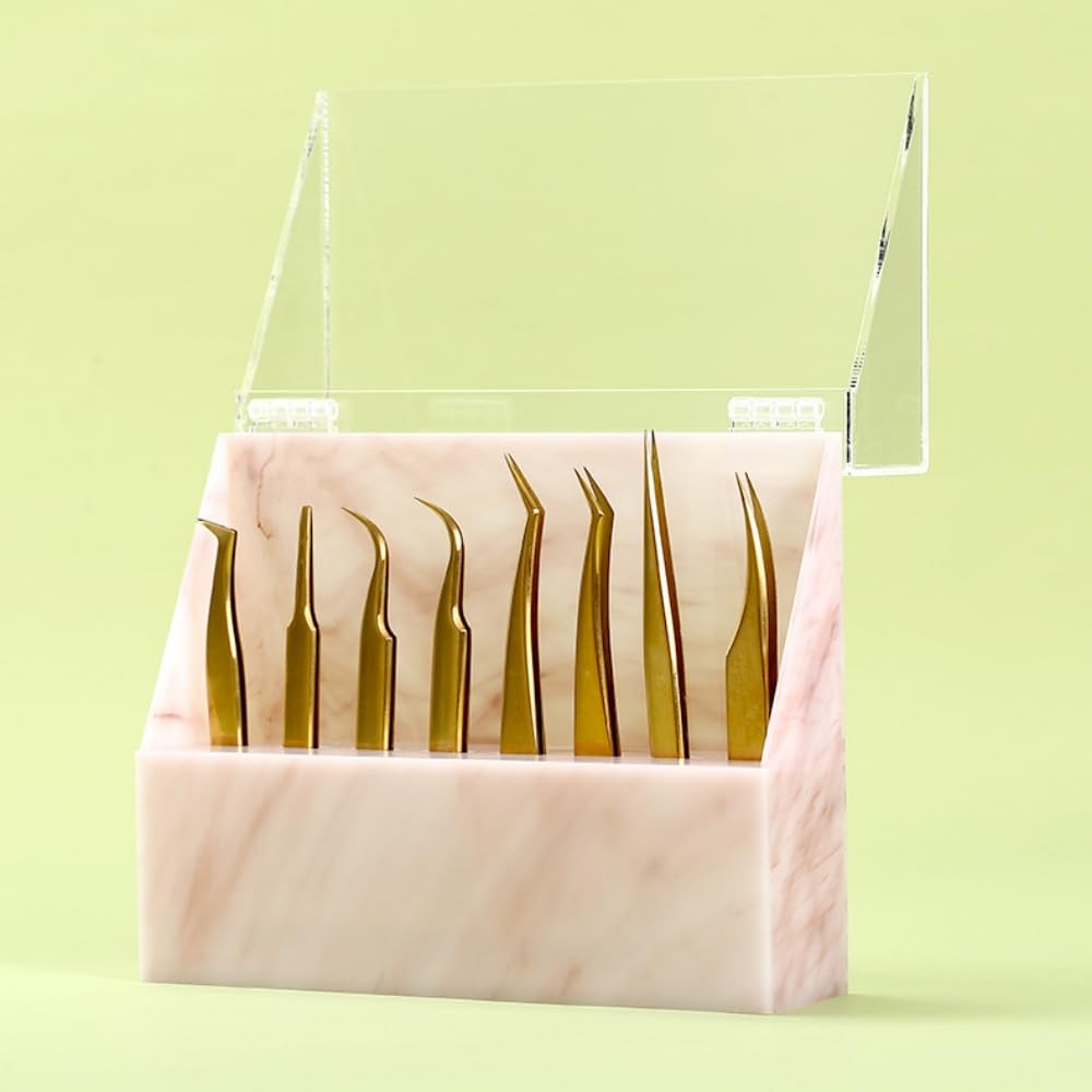 Dust-proof Tweezers Holder Lash Extension Supply Stand Holder, 8 Holes Tweezers Storage Holder for Eyelash Extensions Supplies Acrylic Display Stand