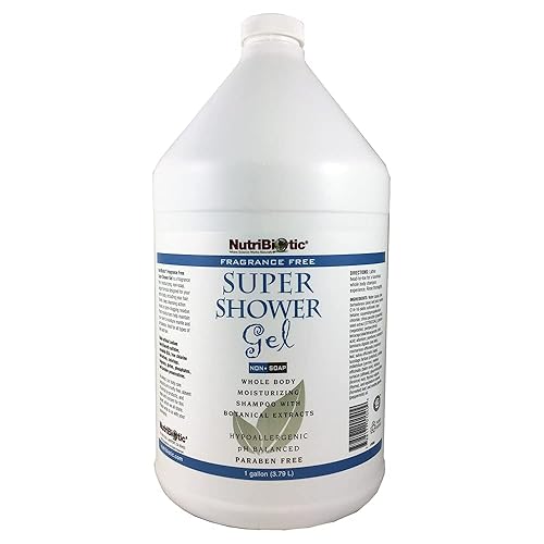 NutriBiotic - Fragrance-Free Super Shower Gel, 1 Gallon | Whole-Body Moisturizing Shampoo with GSE & Botanical Extracts | Non-Soap, pH Balanced & Free