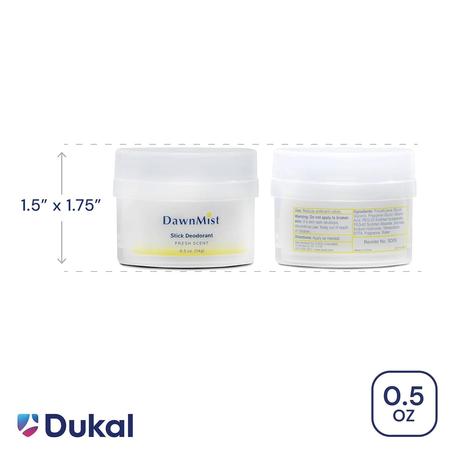 Dukal DawnMist Stick Deodorant, 0.5 oz - Clear Formula, Fresh & Clean Scent - Pack of 6 - Convenient Travel Size Beauty and Personal Care DawnMist