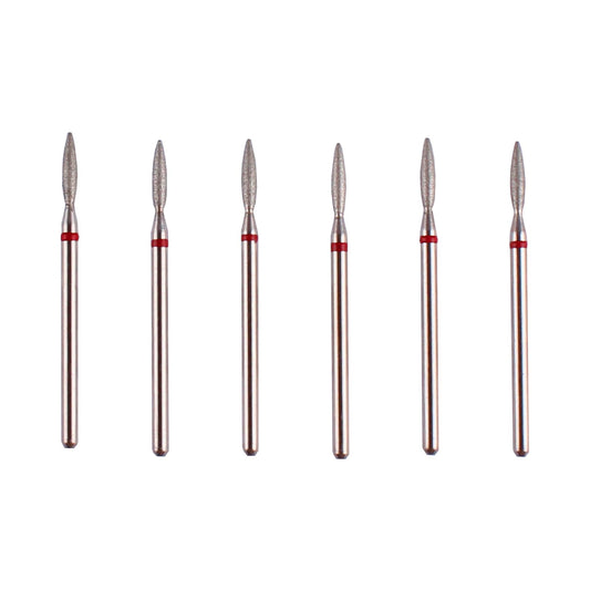 MZCMSL Flame Cuticle Drill Bit Set with Case, 6pcs Pro Diamond Nail Bits for Nail Salon Manicure