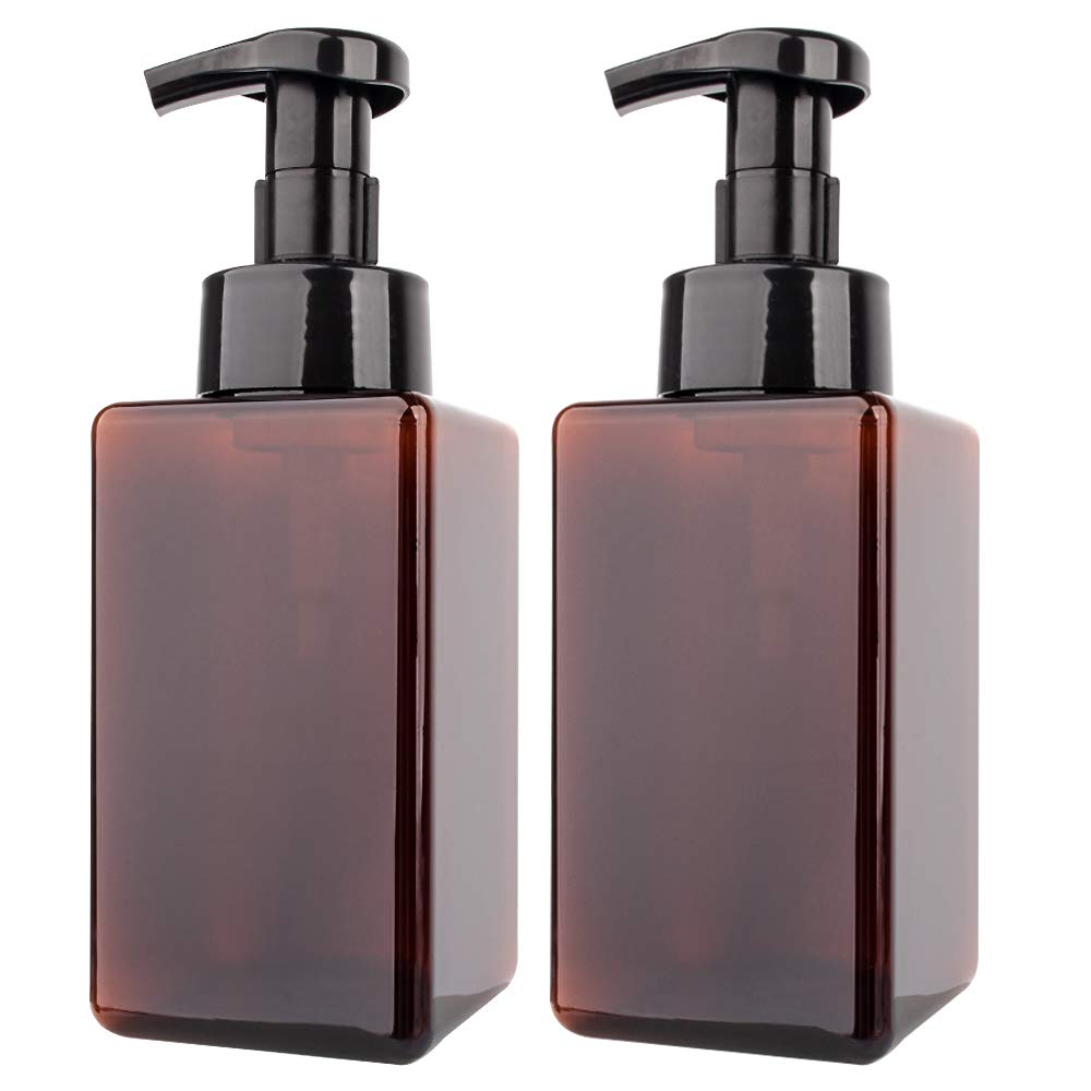 2 Pack Foaming Soap Dispenser 15oz Refillable Foam Liquid Hand Soap Empty Plastic Pump Bottle Container for Bathroom Vanities, Kitchen Sink, Hospital