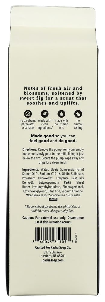 PACHA SOAP White Blossom & Fig Refill Hand Soap, 32 FZ