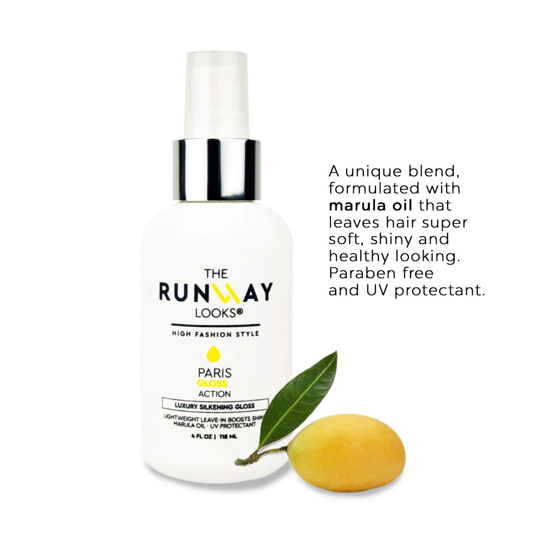 The Runway Looks Gloss Luxury Silkening Sheen, Marula Oil Infused Leave-In Spray to Boost Shine & Softness, Non-Greasy Formula (4oz)