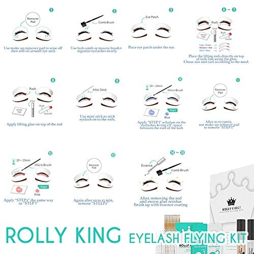 Rolly King Perm Step 1 & 2 for Eyelash Lifting and Brow Lamination for Professionals, 10 Sachets in a Box