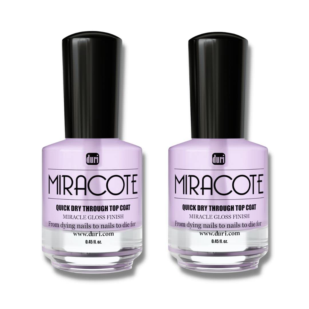 duri Miracote Quick-Dry Top Coat - High Gloss Finish, Chip Resistant, Long Wear - Nail Polish Protector for Strength and Growth | Pack of 2 Beauty & Personal Care duri