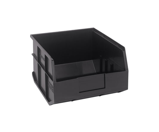 Quantum Storage K-SSB425BK-3 3-Pack Stackable Plastic Shelf Bin, 12" x 11" x 7", Black