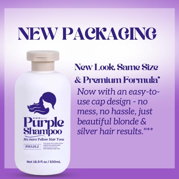 GiQir Beauty Purple Shampoo and Hair Mask Set, No More Yellow Hair Tone, Anti-Fading, 16.9 fl oz, 500mL, PH5.05.2