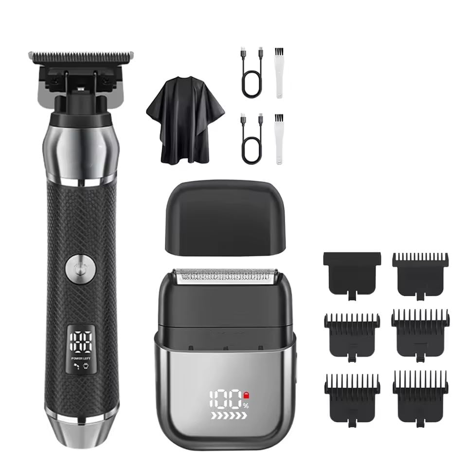 QDKVTNDJZ Professional Hair Trimmer&Shaver Kit, Electric Razor&Beard Barbers Cordless Close CuttingTrimmer with Digital Display and 5 Limit Combs Beauty and Personal Care QDKVTNDJZ