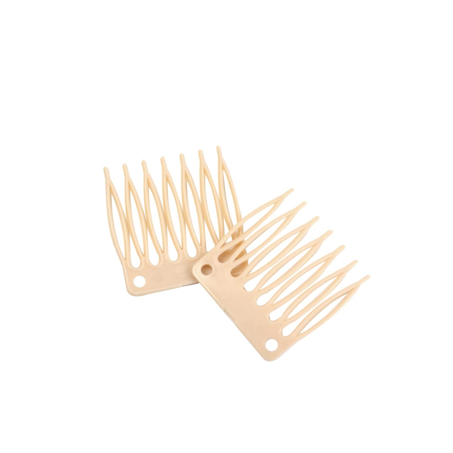 50 Plastic Wig Combs - 7-Teeth Hair Clips for Wig Making and Accessorizing (Blonde)