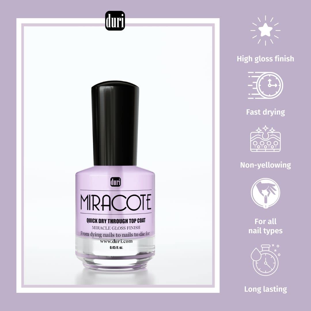 duri Miracote Quick-Dry Top Coat - High Gloss Finish, Chip Resistant, Long Wear - Nail Polish Protector for Strength and Growth | Pack of 2 Beauty & Personal Care duri