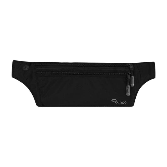 Ryaco RFID Blocking Money Belt – Slim Hidden Travel Wallet & Passport Holder with Adjustable Strap – Black Waist Pouch for Men & Women
