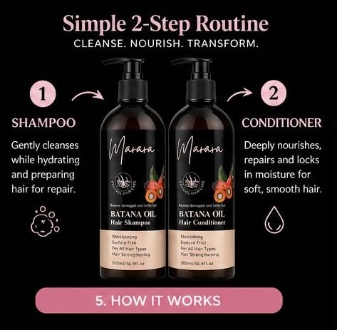 marara Batana Oil Hair Shampoo and Conditioner Set - Herbal Shampoo and Conditioner for Thinning Hair for Women & Men Hair Loss, Hair Thickening