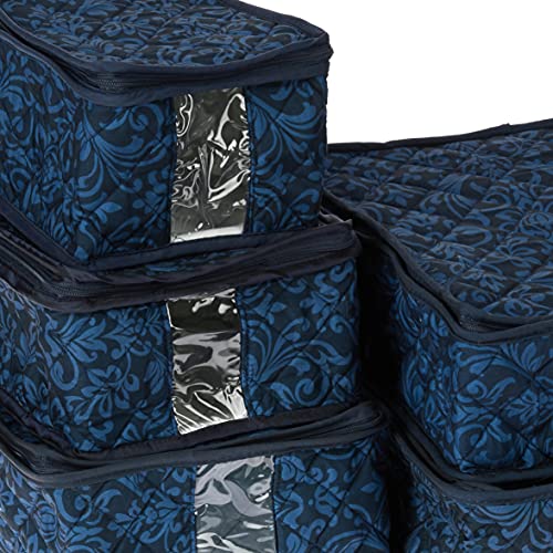 8-Piece Storage Containers Set - China, Navy, Quilted, Stackable Dish & Plate Protectors - Glass & Dinnerware Organizer Lids - Kitchen Storage…
