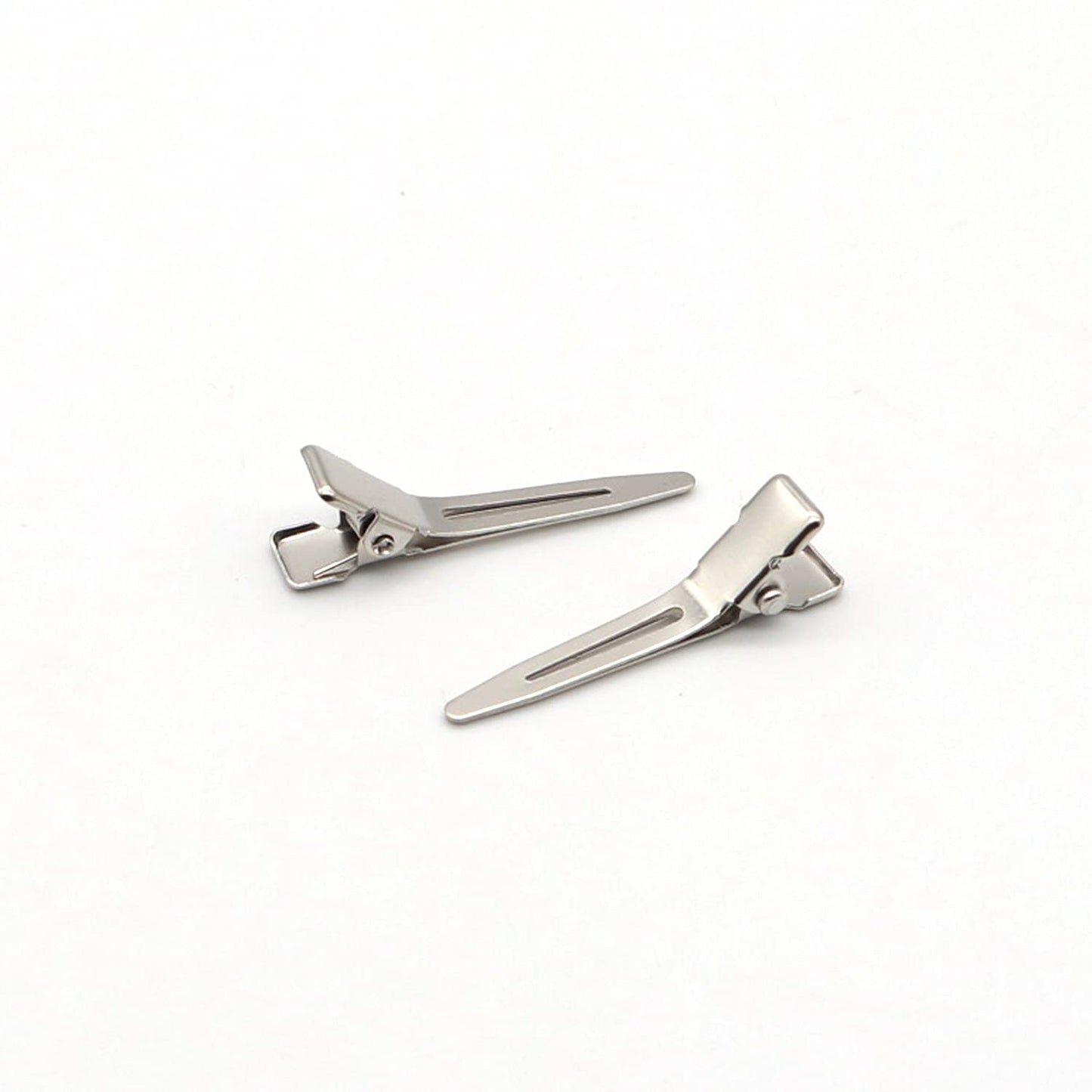 100pcs 4.5cm Single Prong Curl Clips - Silver Metal Alligator Hair Pins for Hair Extension
