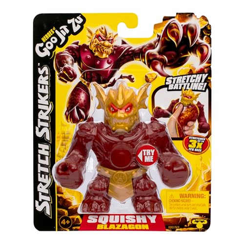 Heroes of Goo Jit Zu Stretch Strikers Blazagon – Stretchy Action Figure with Unique Goo Filling, Stretches 3X Size, Squishy Collectible Toy