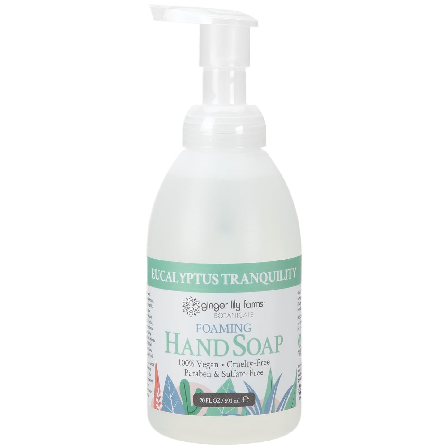 Ginger Lily Farms Botanicals All-Purpose Foaming Hand Soap Refill, 100% Vegan & Cruelty-Free, Eucalyptus Tranquility Scent, 20 Fl Oz (Pack of 8)