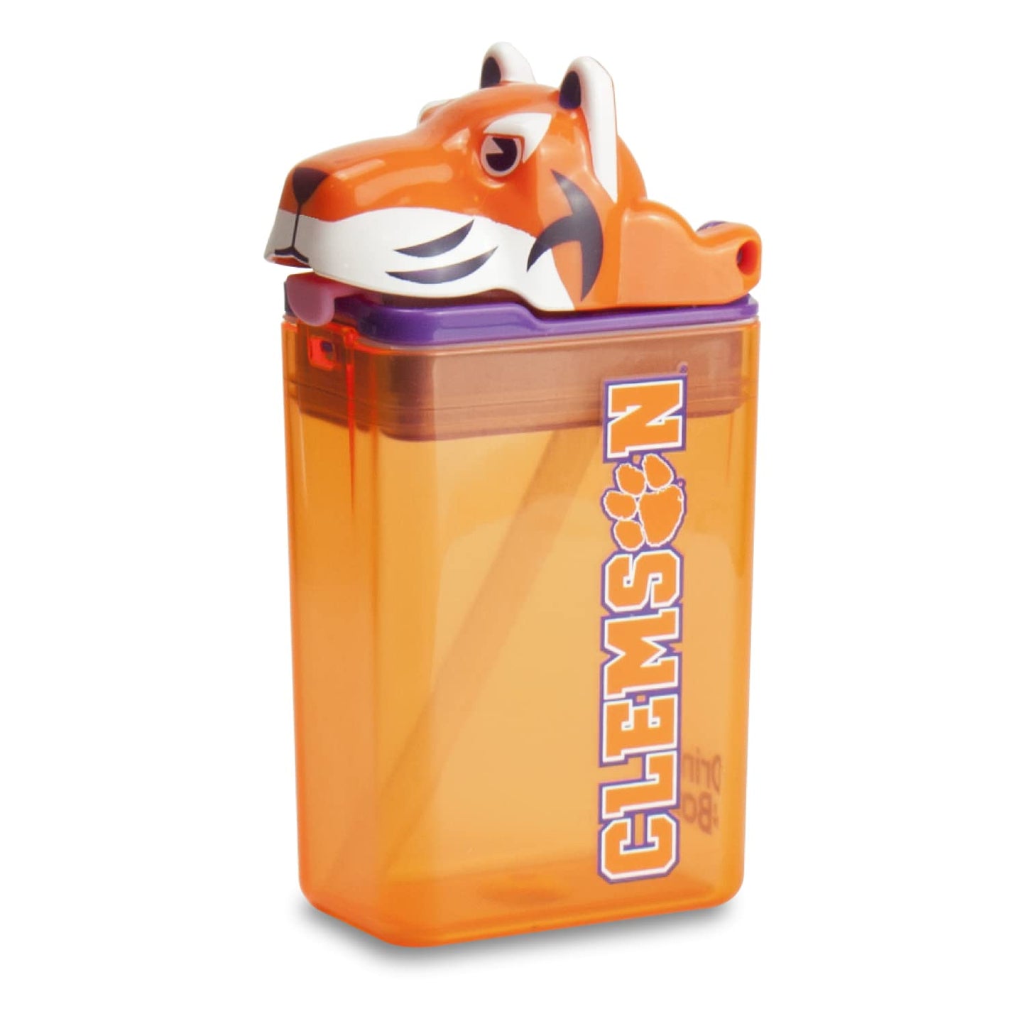 FUNTOPS Reusable Water Bottle | Officially Licensed NCAA Sports Bottle | BPA Free | Dishwasher Safe | The Clemson Tiger Mascot | 8 oz Drink