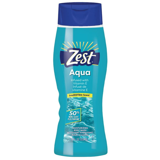 Zest Hydrating Body Wash - Aqua - Moisturizing Body Wash for Men and Women - Bath Soap with Vitamin E - Gentle Paraben Free Formula - 18 oz. Beauty & Personal Care Zest