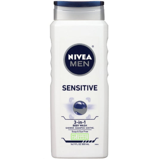 Nivea For Men Sensitive Body Wash 16.9 Ounce (Value Pack of 7)