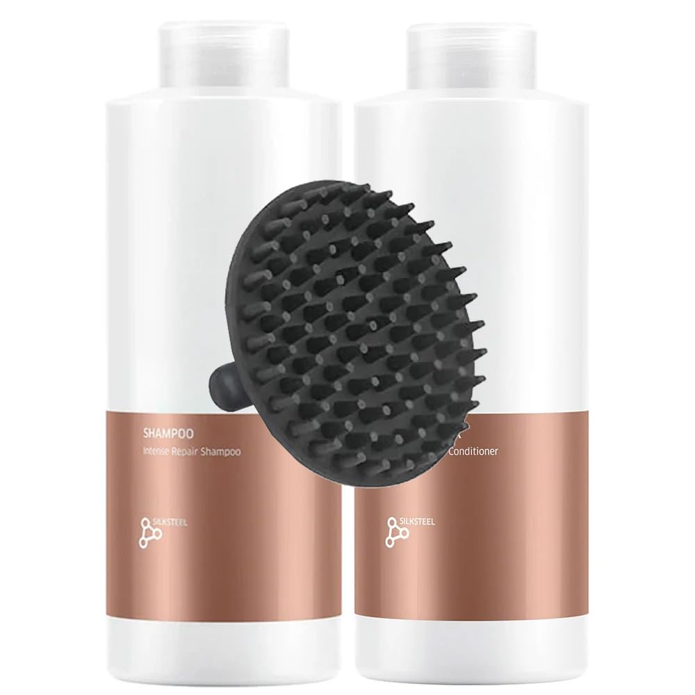Fusion Intense Repair Shampoo & Conditioner 1 Liter Duo Set + M Hair Designs Scalp Brush | Fusionplex Shampoo and Conditioner - for Nourishing