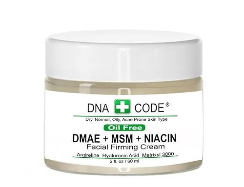 DNA CODE Skin Care OIL FREE-DMAE+MSM+NIACIN Firming Cream, 100% Pure Hyaluronic Acid, Argireline, Matrixyl 3000