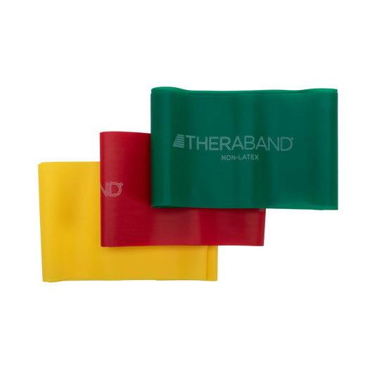 THERABAND Resistance Bands Set, Beginner Kit, Yellow, Red, Green, Non-Latex Elastic Bands for Exercise & Physical Therapy, Strength Training Bands…